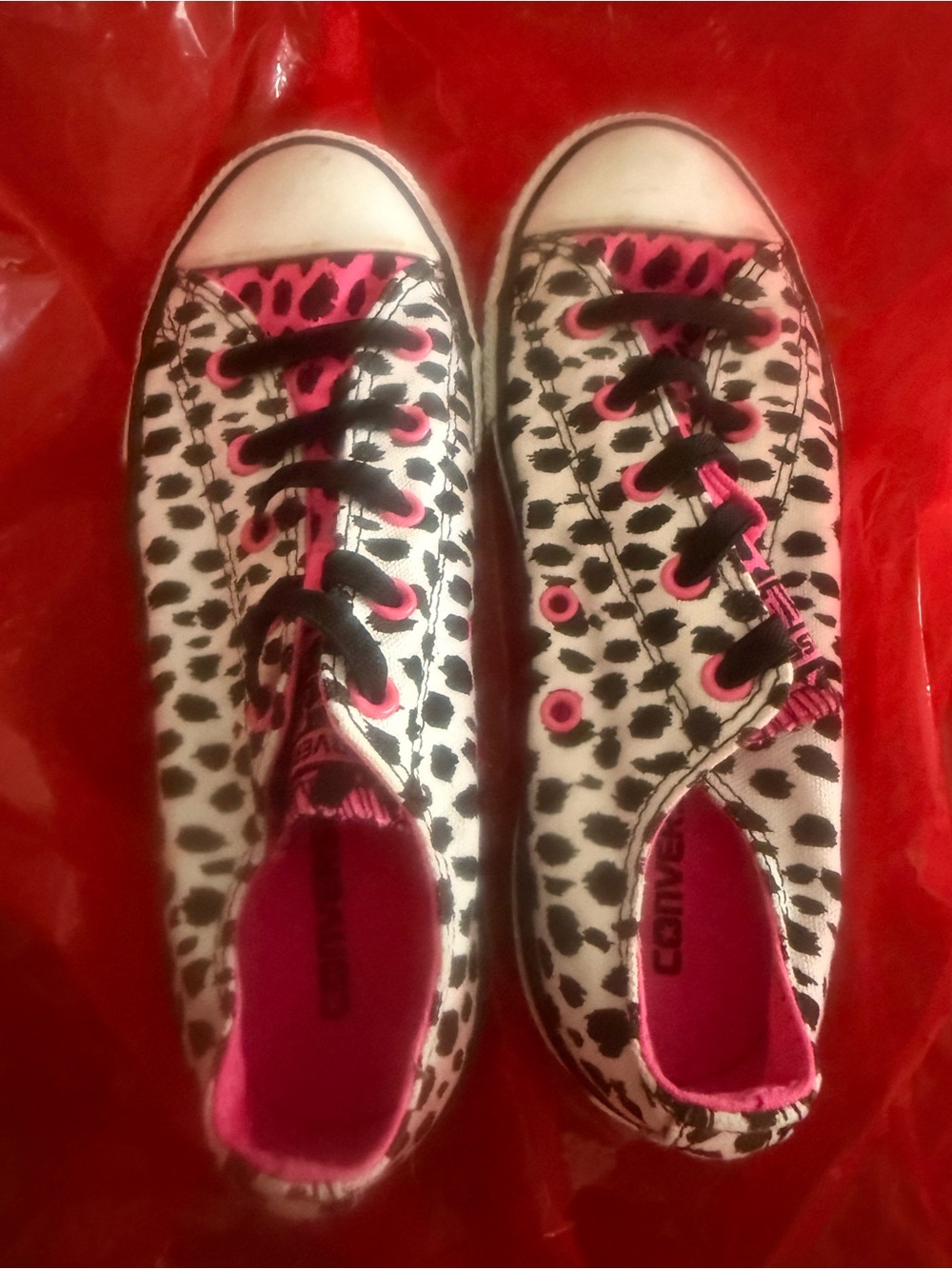 Converse Kids Leopard Canvas Sneakers in Black, White & Hot Pink